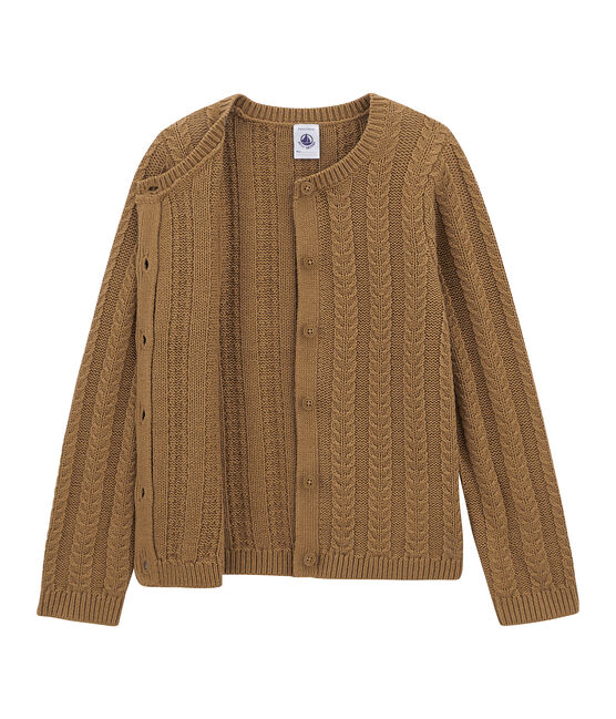 Cardigan in lana e cotone marrone BRINDILLE