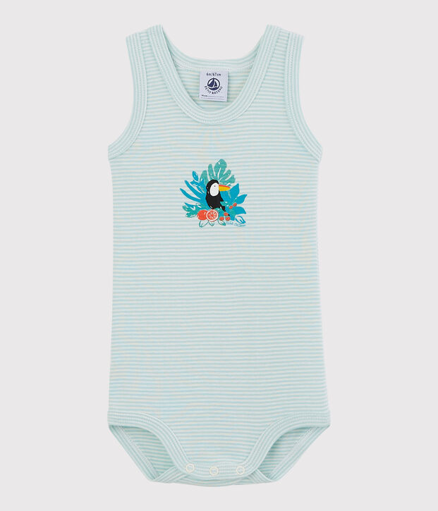 Body senza maniche beb&egrave; maschio blu/bianco