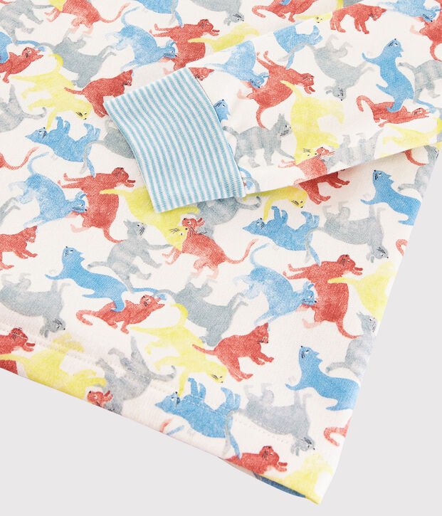Pigiama stampa gatti bambino in molleton bianco/multicolore