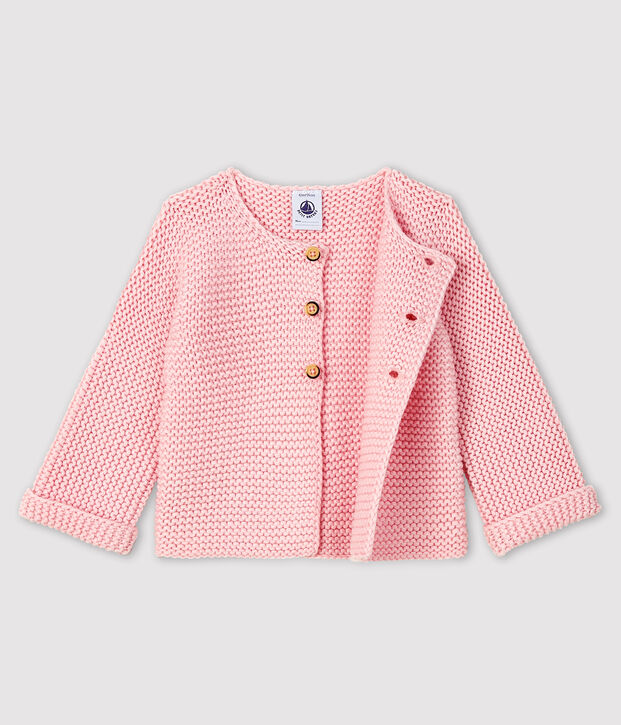 Cardigan lana e cotone beb&egrave; femmina rosa