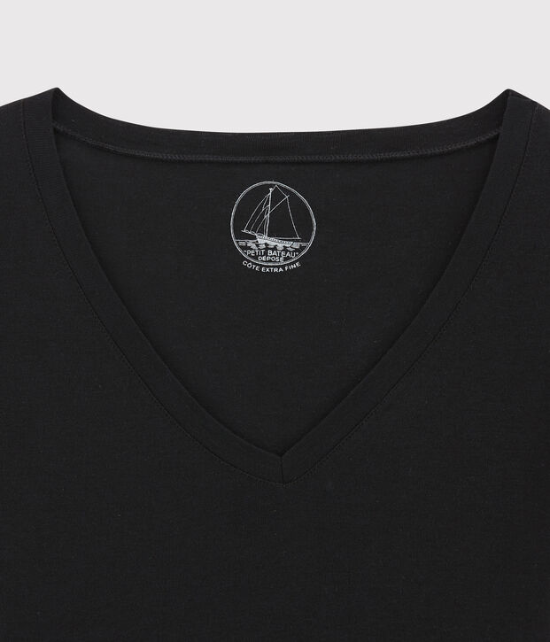 T-shirt a costine leggera Donna nero