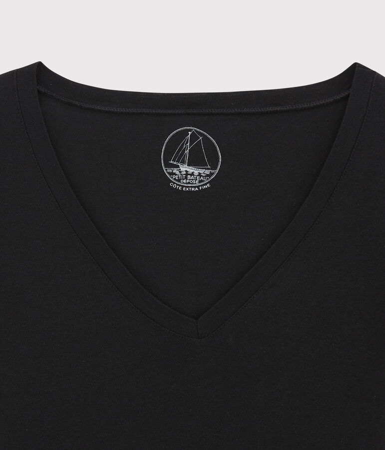 T-shirt a costine leggera Donna nero