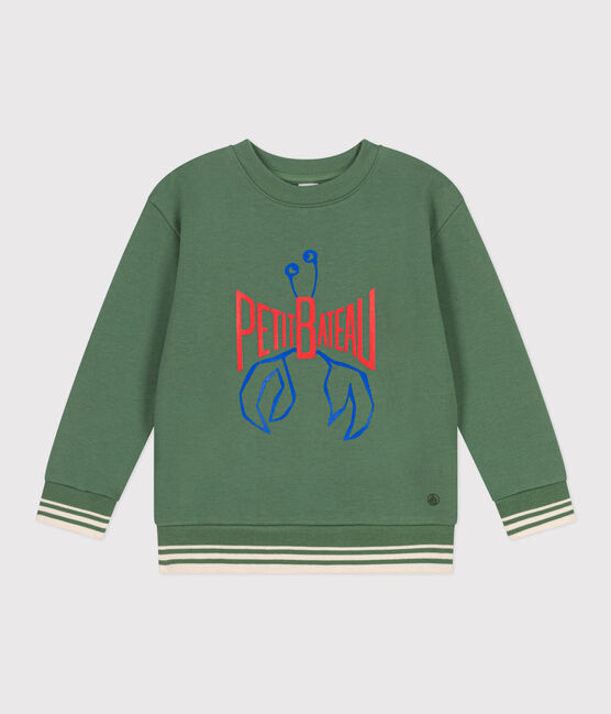 Felpa in cotone stampato bambino unisex verde PALMERAIE
