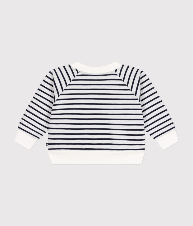 Cardigan in jersey spesso neonato bianco/blu