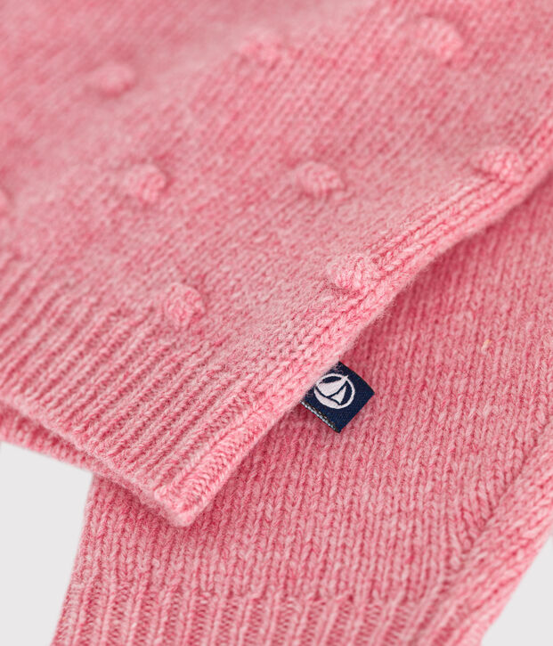 Cardigan in maglia con lana neonato rosa