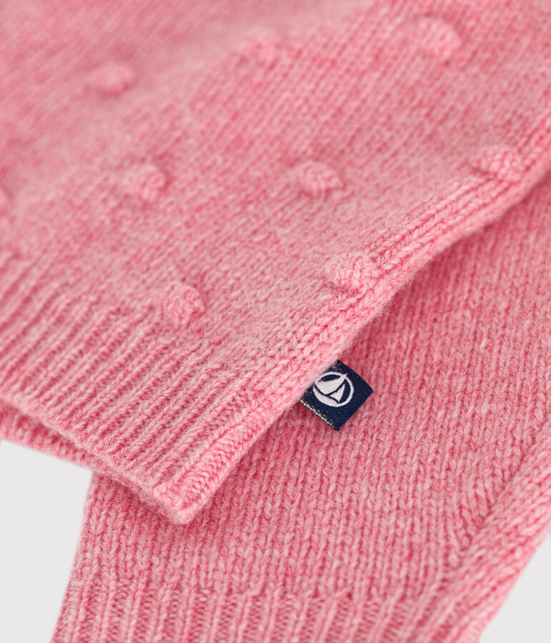 Cardigan in maglia con lana neonato rosa ROSELINE CHINE