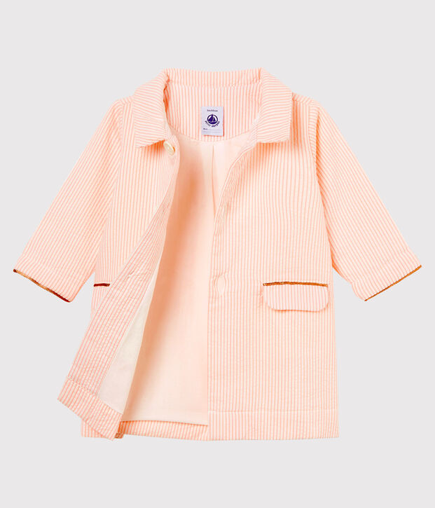 Cappotto rigato bambina bianco/rosa