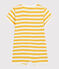 Tutina corta a righe bebè in cotone giallo OCRE/bianco MARSHMALLOW