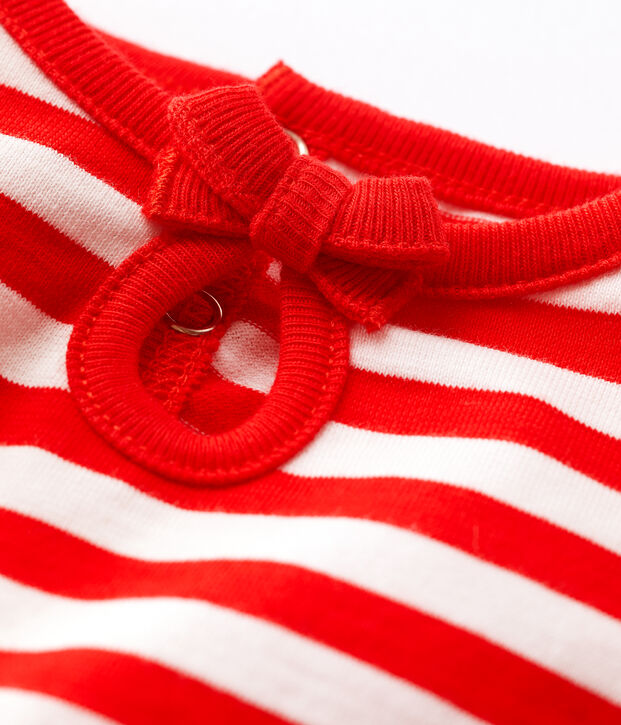 T-shirt beb&egrave; a maniche corte in jersey a righe rosso/bianco