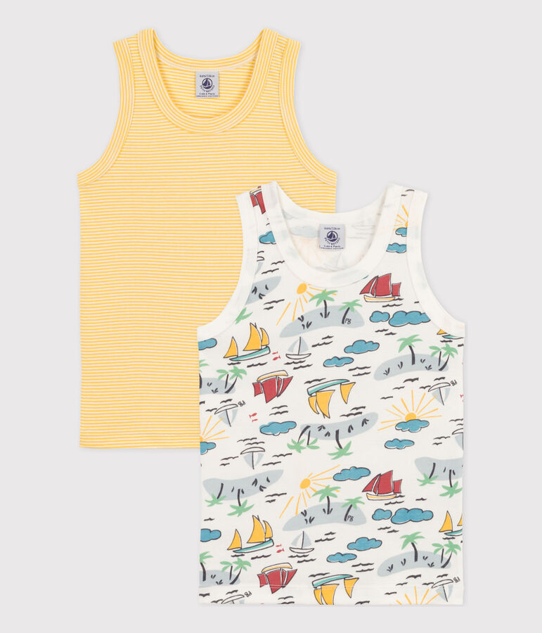 Confezione da 2 canottiere bambino in cotone modello esploratore multicolore