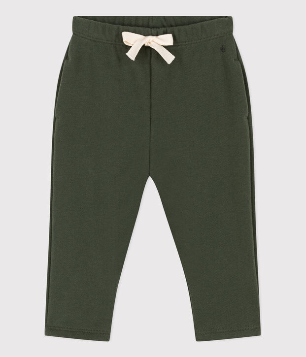 Pantaloni in tessuto felpato per beb&egrave; verde