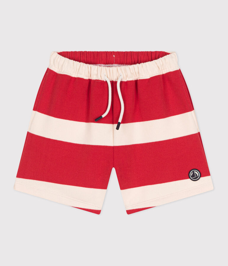 Shorts in cotone a righe bambina rosso/ecru
