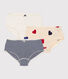 Confezione da 2 shorty bambina in cotone con cuori