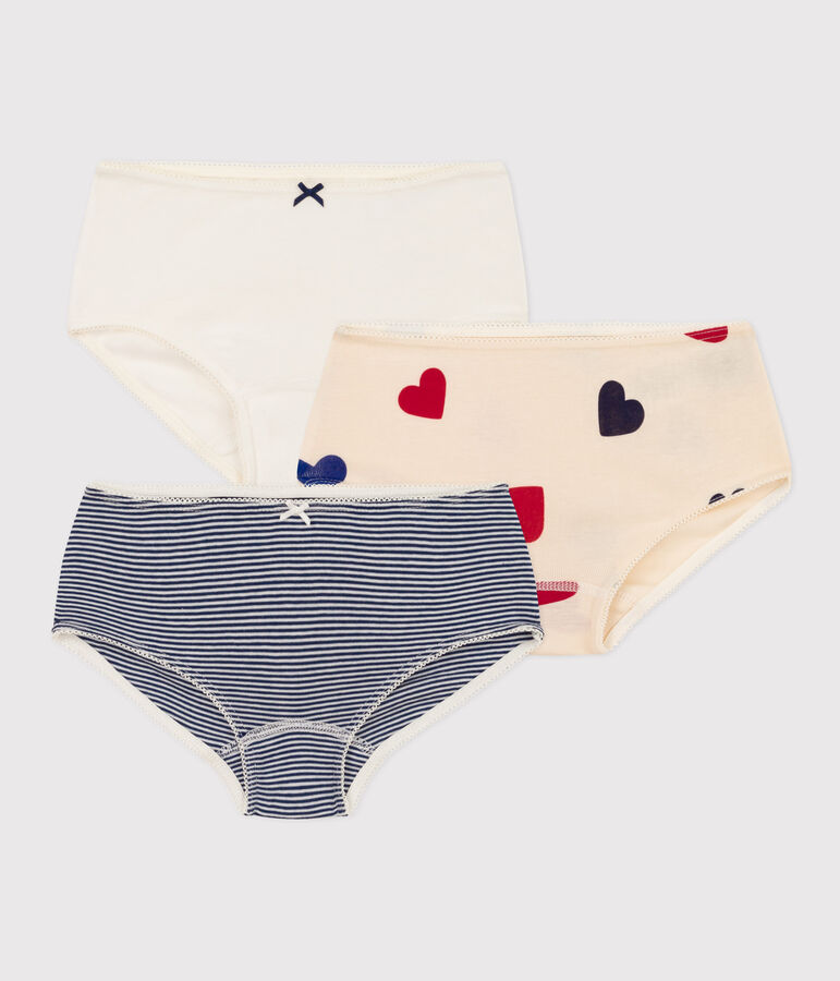 Confezione da 2 shorty bambina in cotone con cuori multicolore