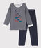 Pigiama bambino unisex in ciniglia blu SMOKING/bianco MARSHMALLOW