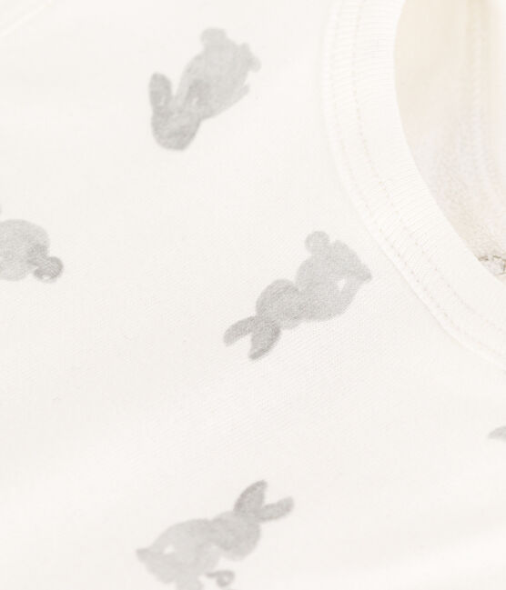 Bavaglino con stampa in cotone bianco MARSHMALLOW/grigio GRIS