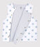 Cardigan smanicato double face fantasia a stelle bebè a costine bianco ECUME/grigio MISTIGRI