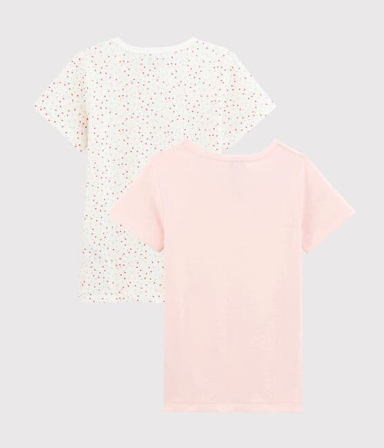 Confezione da 2 t-shirt maniche corte pois multicolore bambina in cotone biologico variante 1