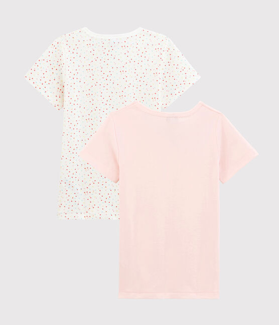 Confezione da 2 t-shirt maniche corte pois multicolore bambina in cotone biologico variante 1