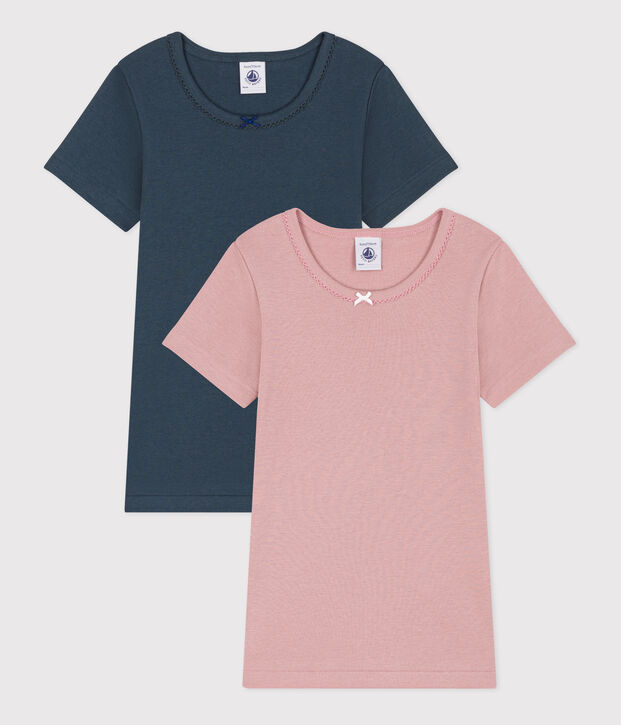 Confezione da 2 t-shirt a maniche corte bambina in cotone multicolore