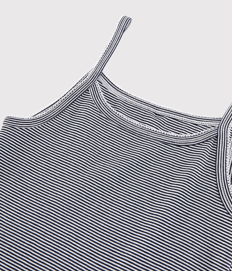 Canottiera con spalline iconica in cotone a righe Donna blu SMOKING/bianco MARSHMALLOW