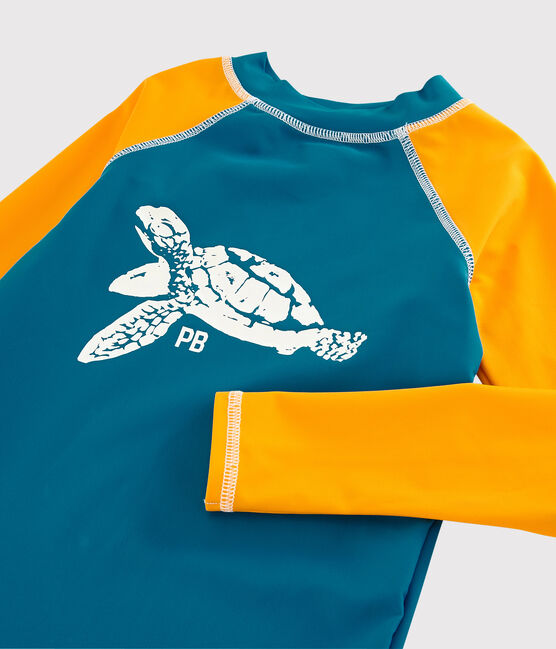 T-shirt anti-uv riciclata bambino blu MYKONOS/giallo TEHONI