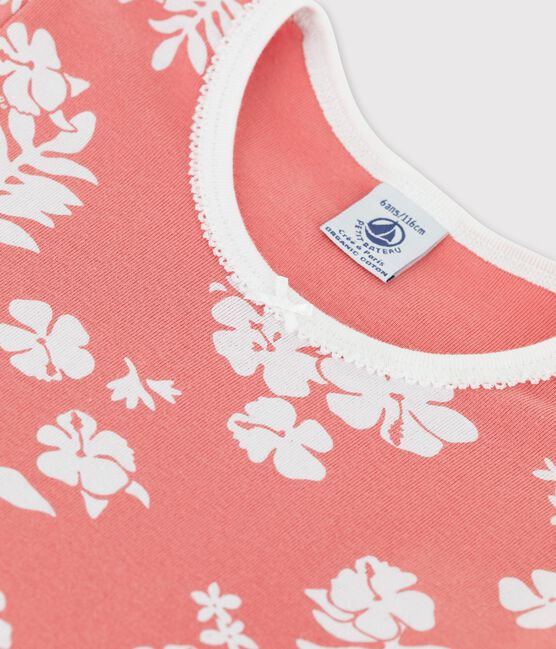 Camicia da notte Hawaii bambina in cotone rosa PAPAYE/ MARSHMALLOW