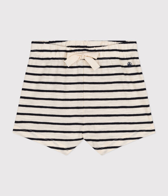 Shorts bebè in jersey fiammato tinta unita bianco AVALANCHE/blu SMOKING