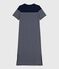 Abito lungo da donna in cotone a righe blu SMOKING/bianco MARSHMALLOW