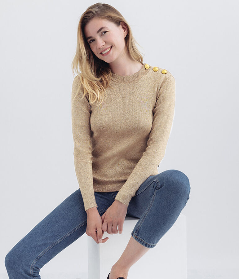 pull marin iconico donna marrone/giallo