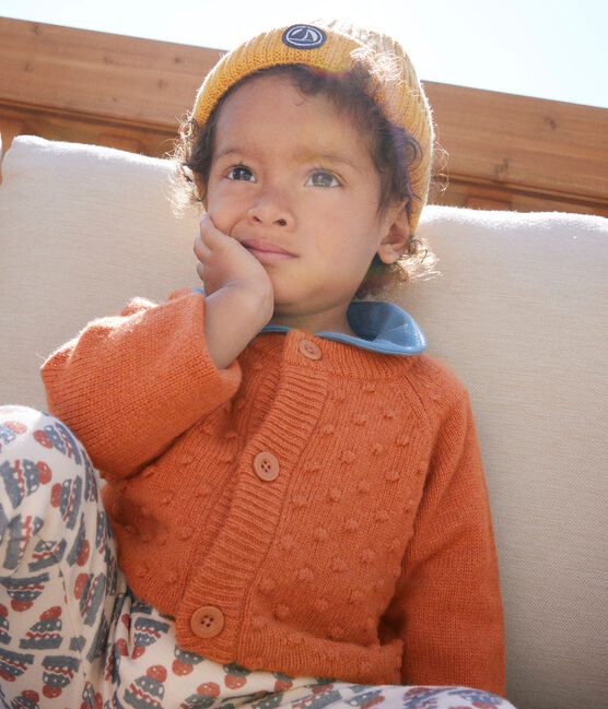 Cardigan in tricot di lana e nylon riciclato bebè  marrone ECUREUIL