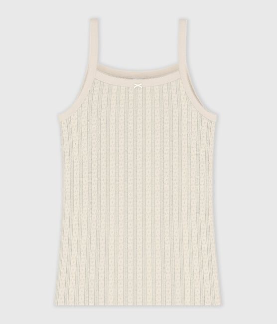 Canottiera con spalline in cotone traforato donna ecru MILK