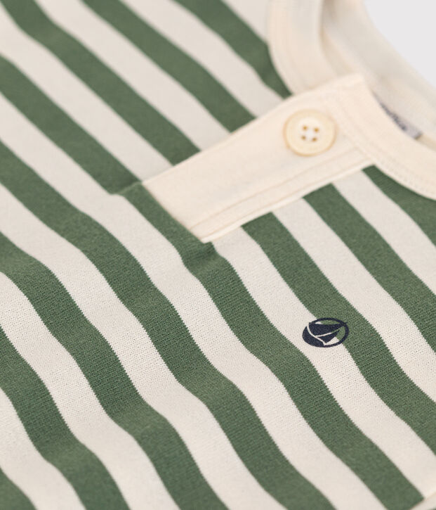 T-shirt beb&egrave; a maniche corte in jersey verde/ecru