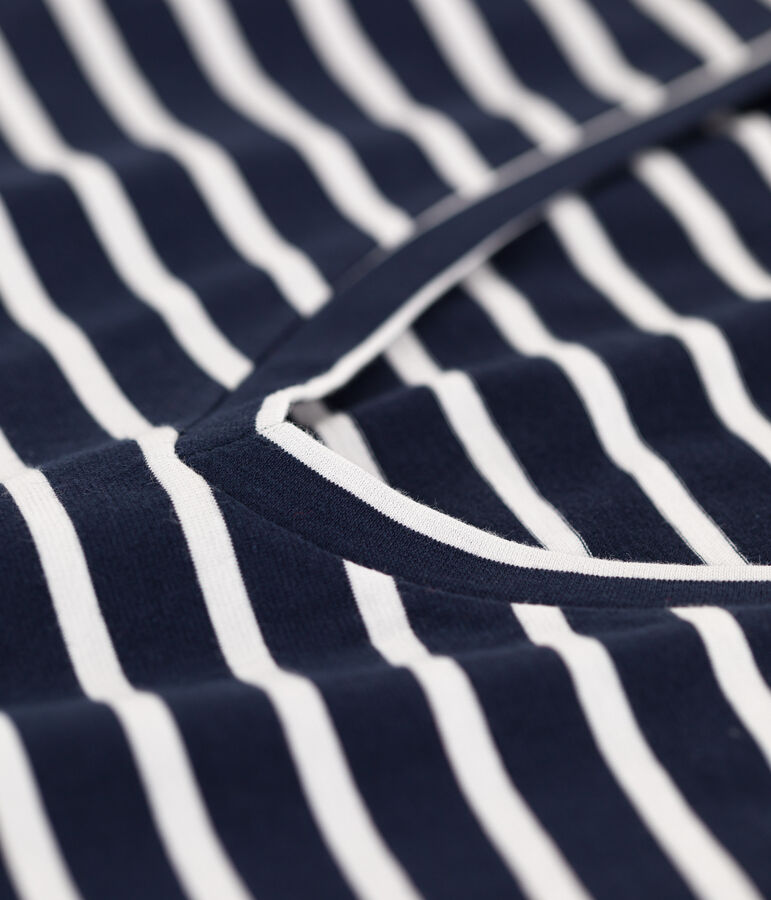 T-shirt LE CLASSIQUE con scollo a V in cotone Donna blu/bianco