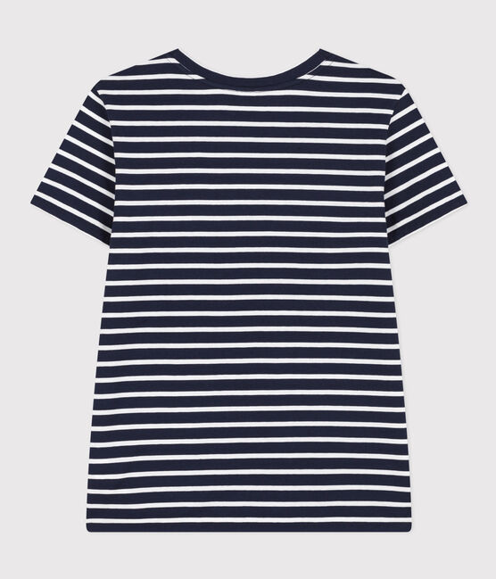 T-shirt LE DROIT girocollo in cotone Donna blu SMOKING/bianco MARSHMALLOW