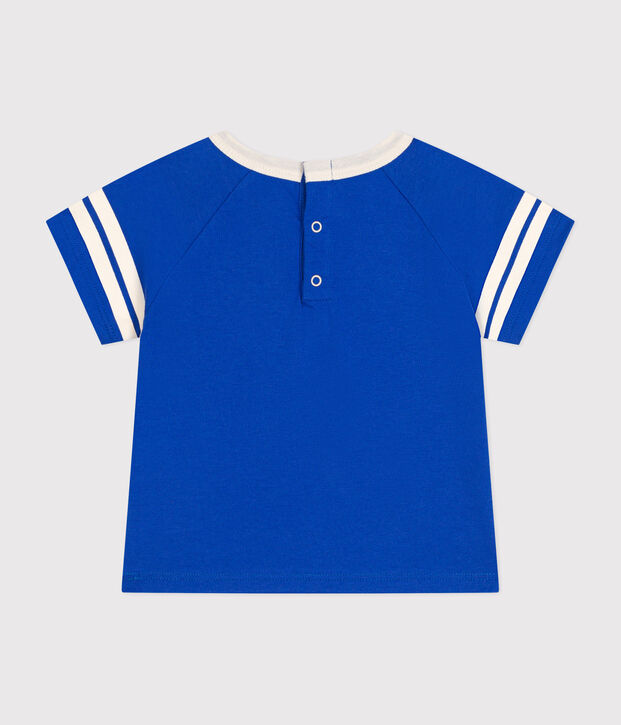 T-shirt a maniche corte in jersey sottile neonato blu