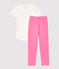 Pigiama bambina manica corta in cotone rosa PETAL/bianco MARSHMALLOW