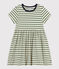 Abito a maniche corte in cotone a righe bambina verde CROCO/ AVALANCHE