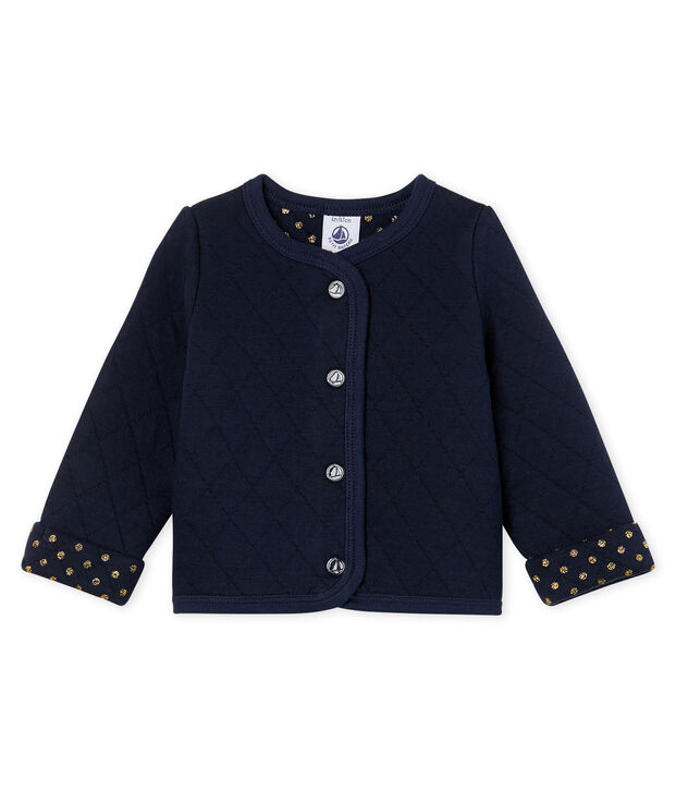 Cardigan beb&egrave; femmina in tubique trapuntato blu