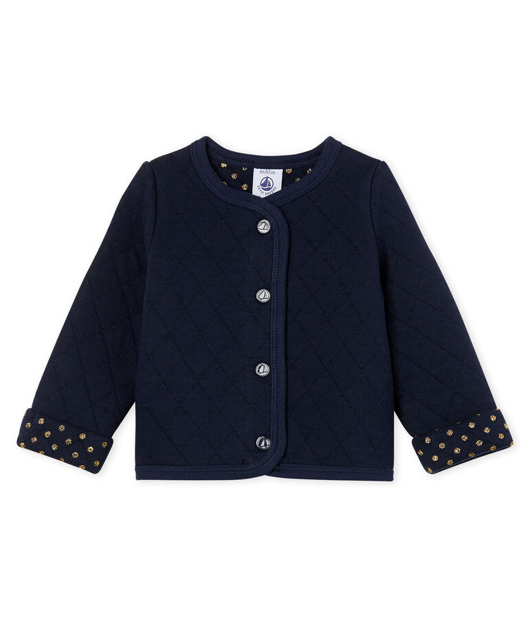 Cardigan beb&egrave; femmina in tubique trapuntato blu