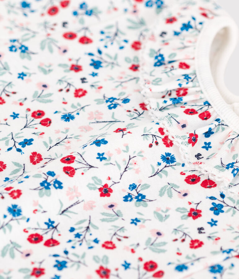 Body a maniche corte in cotone con stampa a fiori neonata bianco/multicolore