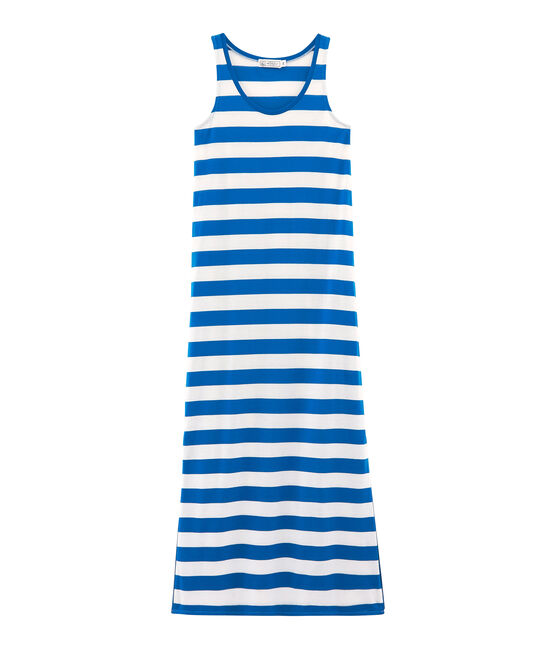 Abito senza maniche donna blu RIYADH/bianco MARSHMALLOW