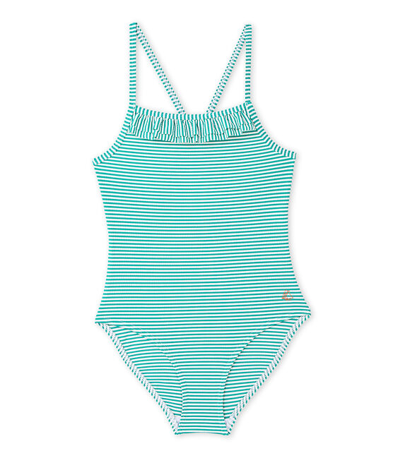 Costume da bagno intero bambina verde FLAG/bianco LAIT