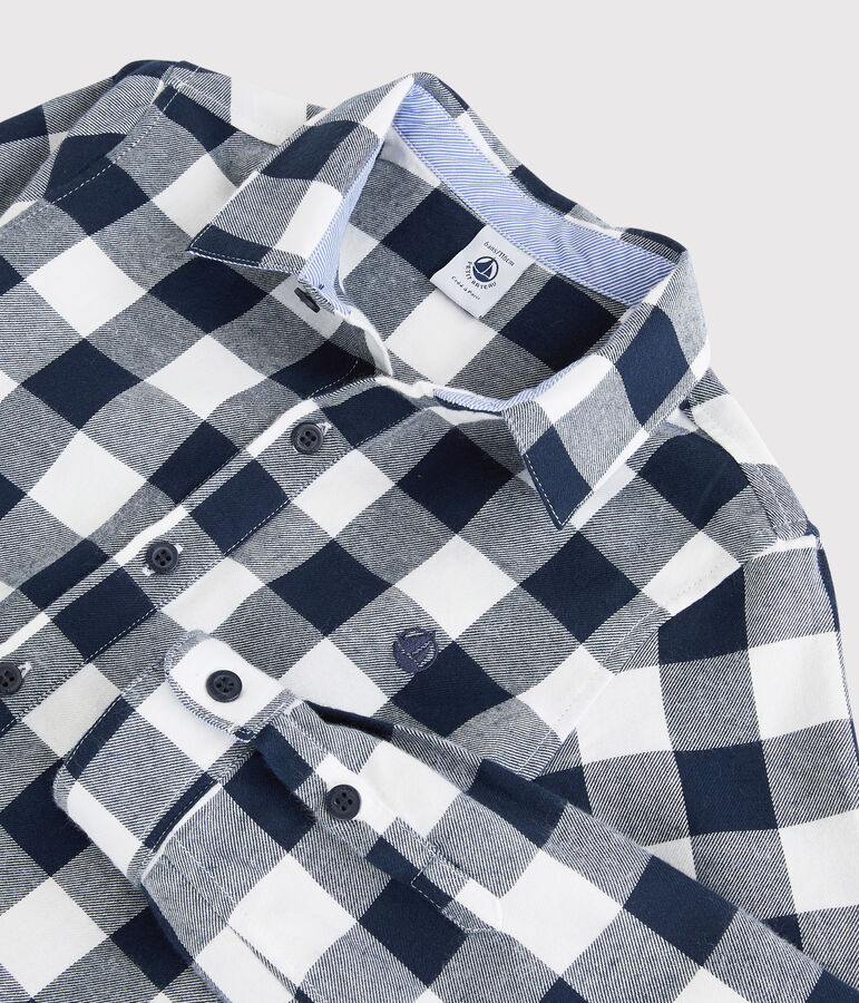Camicia bambino a scacchi blu/bianco