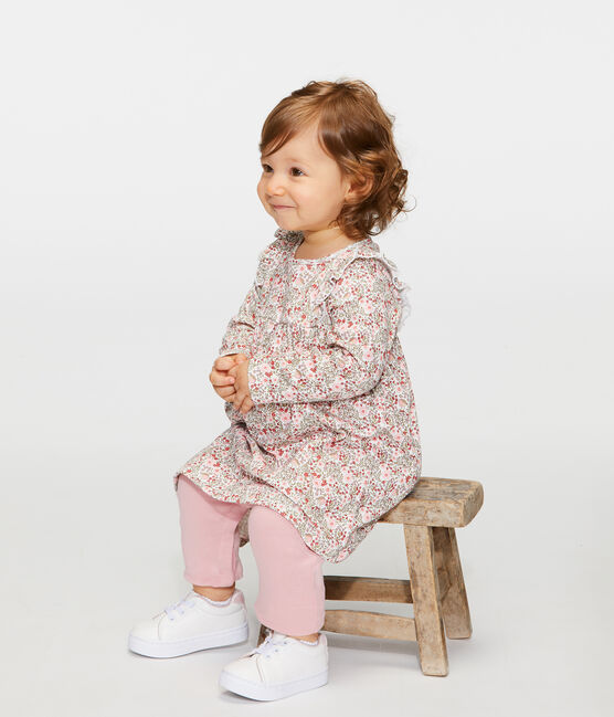 Abito legging fantasia bebè femmina bianco MARSHMALLOW/bianco MULTICO