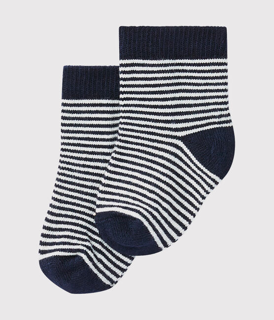 Calzini millerighe bebè unisex blu SMOKING/beige COQUILLE