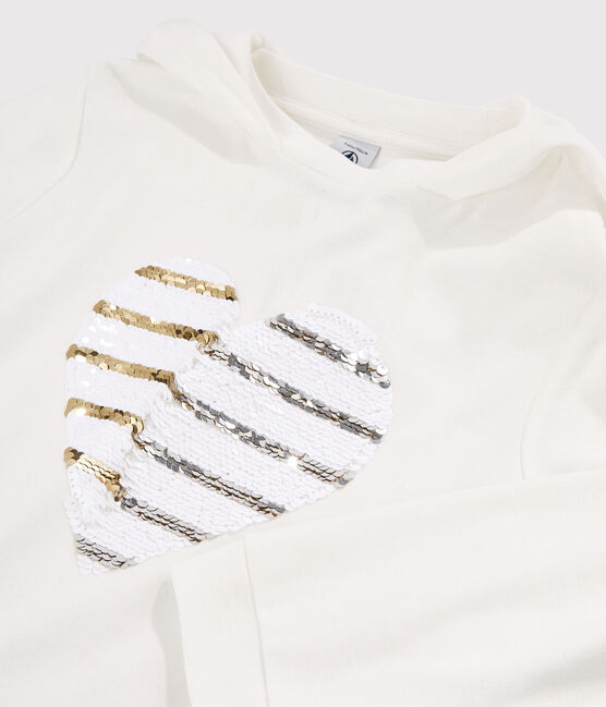 T-shirt con cappuccio bambina bianco MARSHMALLOW
