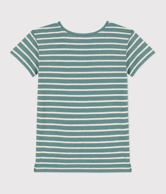 T-shirt TAGLIO REGULAR in cotone e lino Donna verde BRUT/bianco AVALANCHE