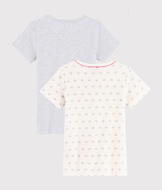 Confezione da 2 t-shirt manica corta fantasia gatto da bambina variante 1