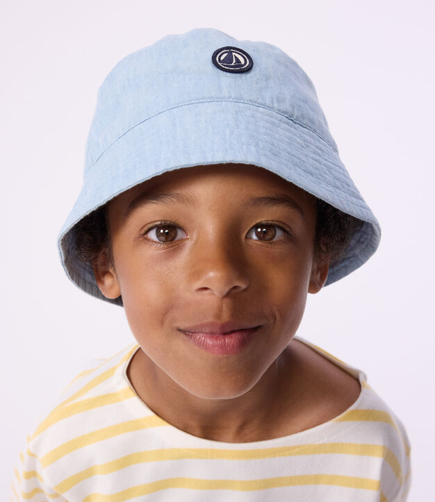 Cappellino alla pescatora in denim bambino blu